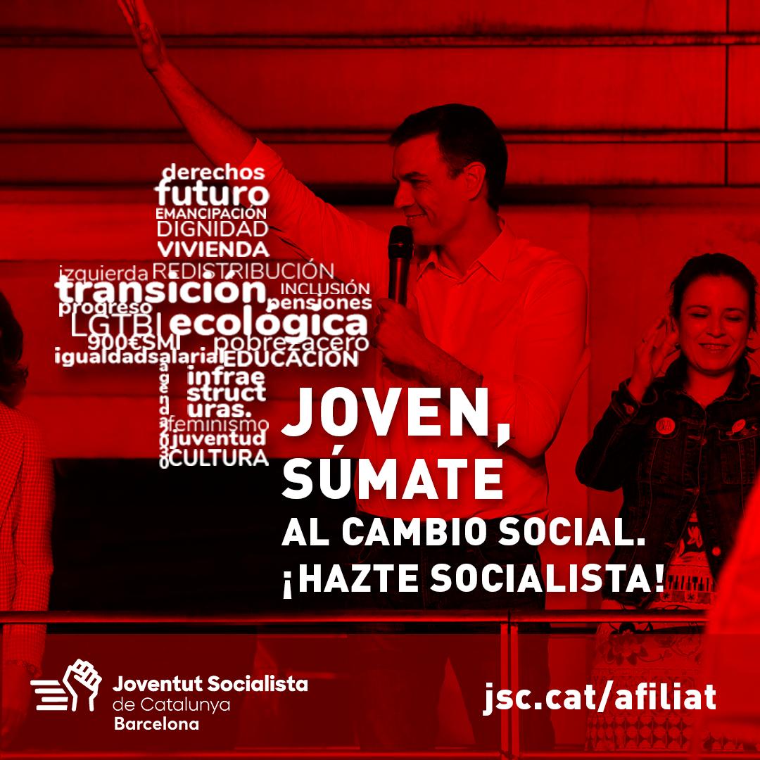Súmate al cambio social del socialismo. ¡Afíliate! 
👉jsc.cat/afiliat/👈