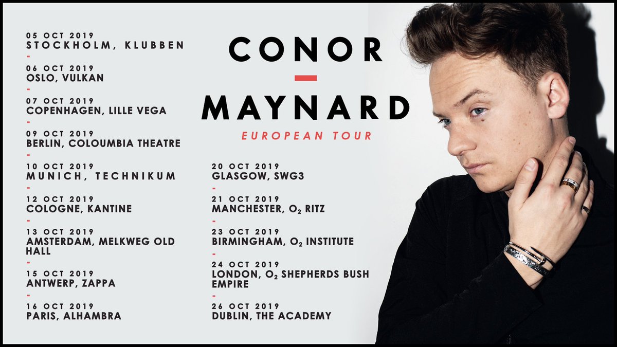 ConorMaynard's tweet photo. TICKETS FOR MY 2019 TOUR ARE NOW ONSALE EVERYWHERE! Can’t wait to see you all 😍...please come.

https://t.co/cPyk2Y6nHk https://t.co/qVFmYxPMdv