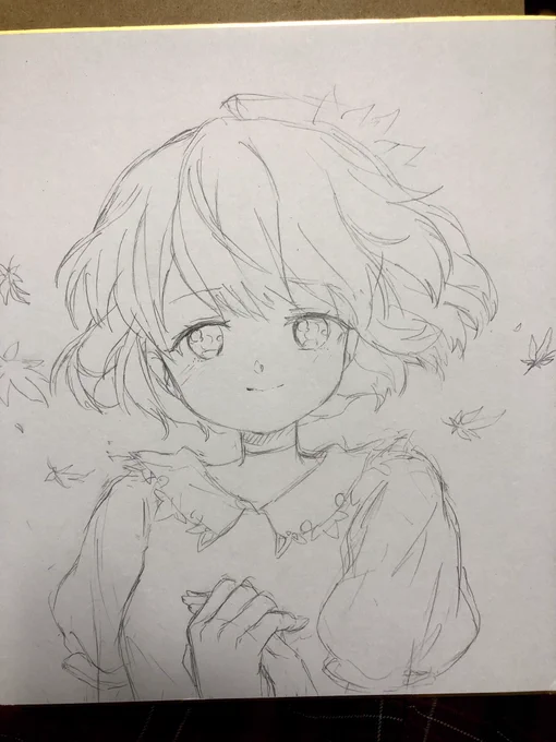 静葉さんを描いてます(依頼絵
アナログでこういう表情を描くのは久しぶりな気がする… 