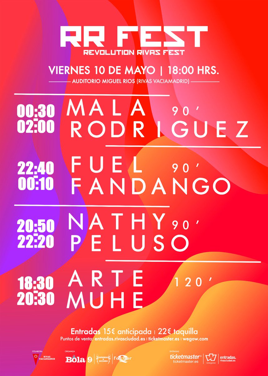 Mañana estaremos en el Auditorio Miguel Ríos disfrutando de la <a href="/malarodriguez/">MALA💕</a> <a href="/fuelfandango/">Fuel Fandango</a> <a href="/NathyPeluso/">Nathy Peluso</a> y Arte Muhé.
Os recordamos que la venta online estará hasta hoy jueves a las 19h.