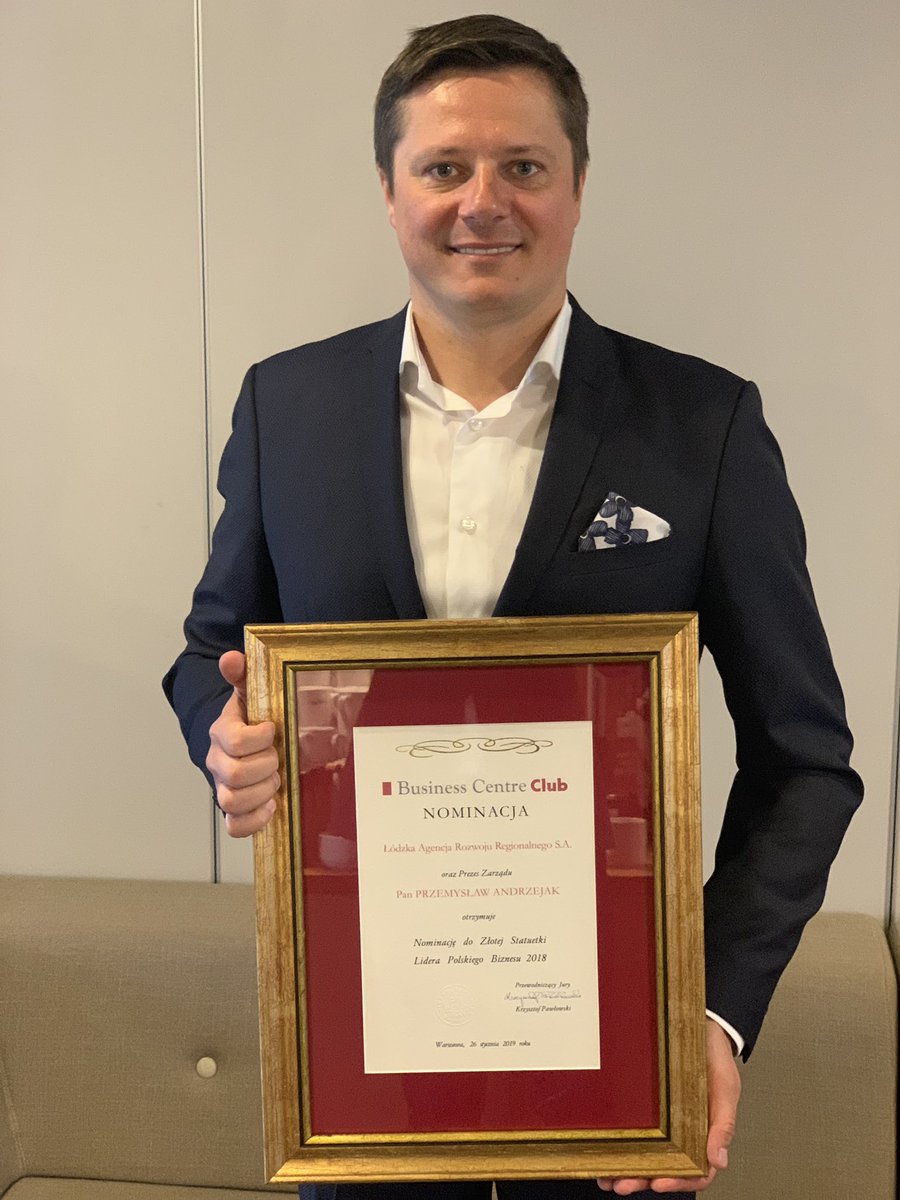 Dziś dostąpiłem wielkiego zaszczytu 😀otrzymałem od Business Centre Club z rąk Kanclerza Krzysztofa Borkowskiego Nominacje do Złotej Statuetki Lidera Polskiego Biznesu 2018. #LARR #biznes #bcc #lodzkie #lodz