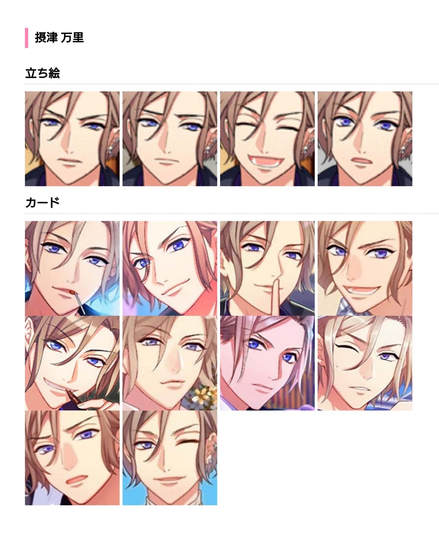 Mankai資料館 ブログ更新 表情一覧にssrカードの表情を追加しました 全キャラ分あります 主に立ち絵には無い表情を集めています 画像は1番いろんな顔をしてくれてる万里くんです T Co Sbpczgxsqm T Co W9gomvhph5 Twitter