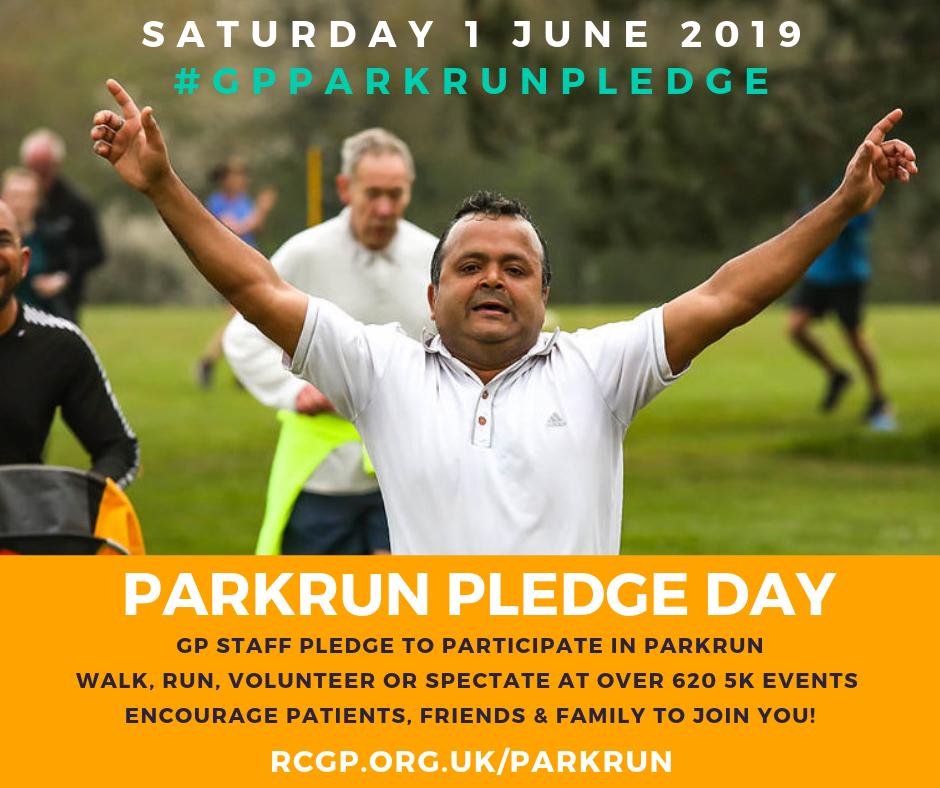 📢 On Saturday 1 June, we’re aiming to get 1,000 GPs to come along to parkrun!

We hope to encourage practice staff and patients to walk, jog, run &amp; volunteer at parkrun on #GPparkrunPledge day 🌳

Find out more
👉parkrun.me/uhzen

Sign the pledge
👉parkrun.me/ytmc5