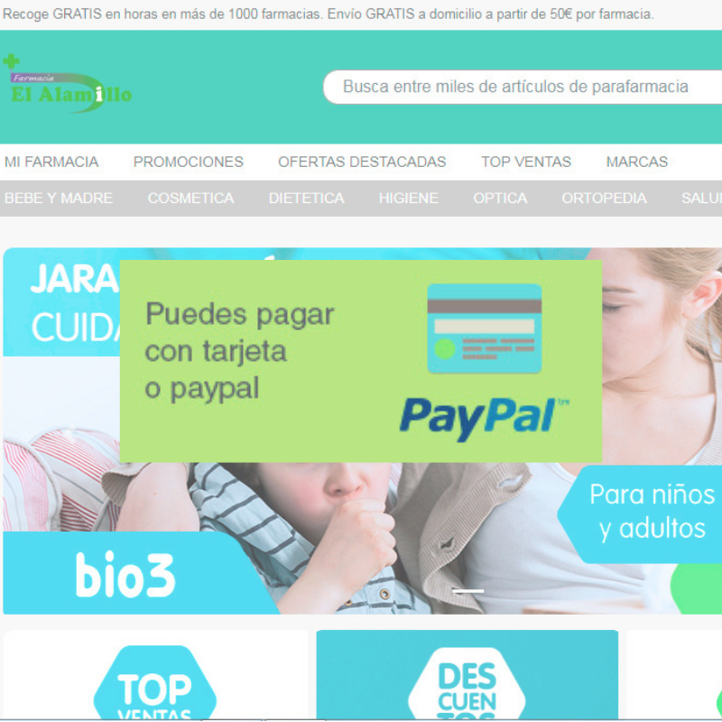 FarmaElAlamillo's tweet photo. Si eres habitual de compras online, sabrás lo cómodo que es hacerlo con Paypal. 
Ahora, puedes pagar con PayPal en nuestra web https://t.co/7MzsRfZniU

Recuerda, compra entre más de 12.000 productos. Con recogida gratuita en Farmacia y sin gastos de envíos para compras de +50€ https://t.co/jGdumVl5Qq