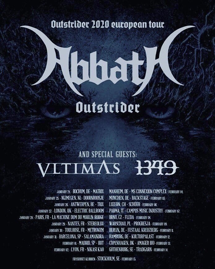 VLTIMĀS (@vltimas) on Twitter photo We’ll be supporting #ABBATH on the ‘Outstrider 2020 European Tour’ January 24th through February 15th!!
#VLTIMAS is: #RuneEriksen, <a href="/THE_DVincent/">David Vincent</a> & <a href="/MounierFlo/">Flo Mounier</a> #SomethingWickedMarchesIn <a href="/SeasonofMist/">Season of Mist</a> <a href="/DoomstarAgency/">Doomstar Bookings</a> We’ll be supporting #ABBATH on the ‘Outstrider 2020 European Tour’ January 24th through February 15th!!
#VLTIMAS is: #RuneEriksen, <a href="/THE_DVincent/">David Vincent</a> & <a href="/MounierFlo/">Flo Mounier</a> #SomethingWickedMarchesIn <a href="/SeasonofMist/">Season of Mist</a> <a href="/DoomstarAgency/">Doomstar Bookings</a>