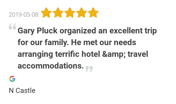 RedAmoreTravel's tweet photo. New 5.0-star Review: "Gary Pluck organized an excellent trip for our family. He met our needs arranging terrific... https://t.co/tnrorJfkLq