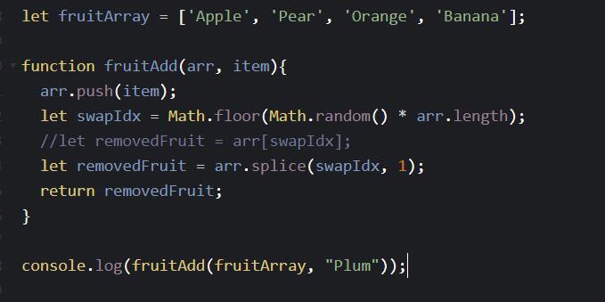 KirstyCodes's tweet photo. @LowlaPalooza thought I'd spice up today's Day 3 with a great idea from you. Picking a random index rather than the first. I chose either splice, or most preferably a random index with a swap for the variable number generated. #100daysofCode #edit #differentideas #javascript https://t.co/dUgDXWHQE0