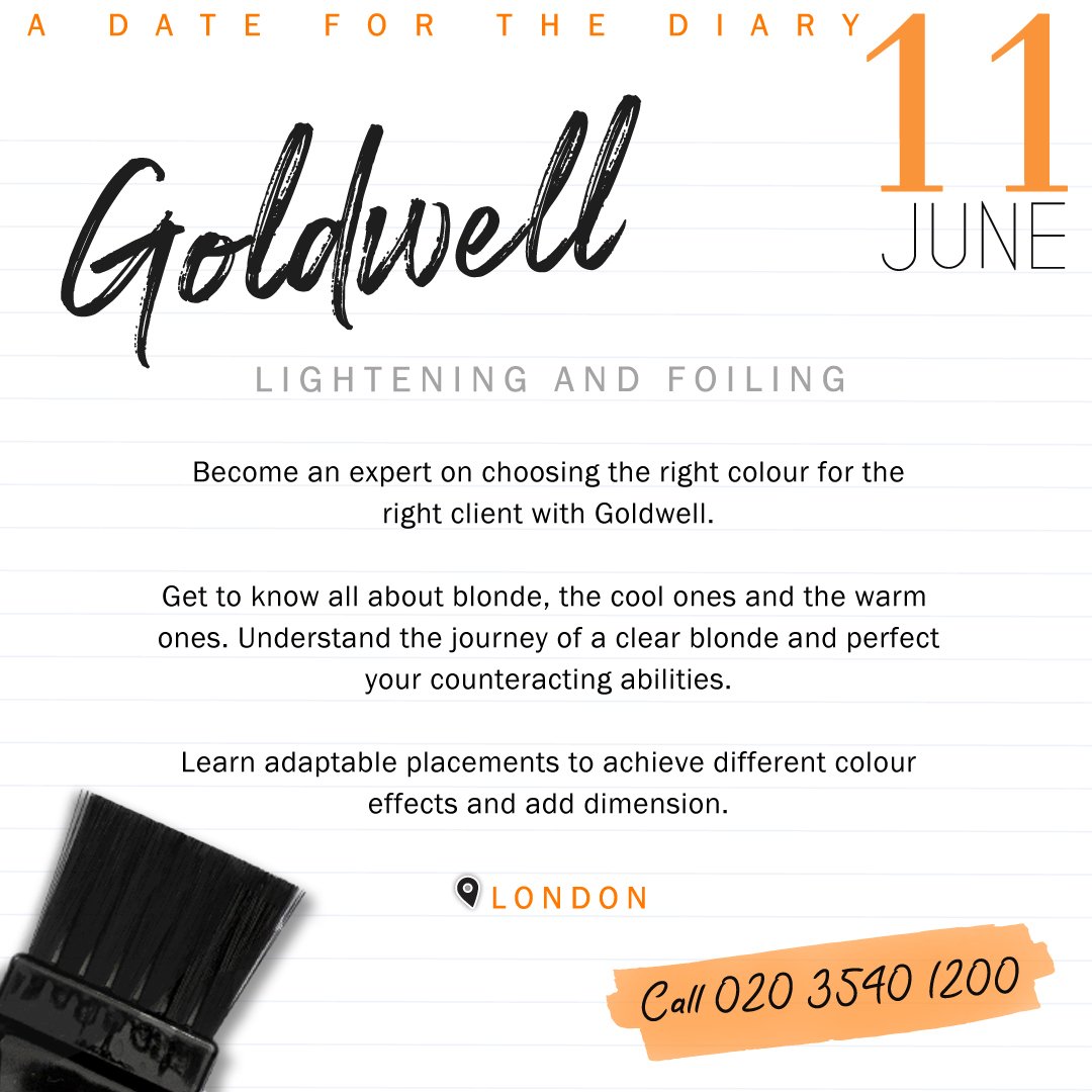ProHairMag's tweet image. A Date for the Diary  📌  With @GoldwellUK 
•
•
•
#ColourTechnician ? Want to learn more? ... Save the date for the Goldwell Lightening &amp;amp; Foiling session in #London on the 11th June 2019 to become an expert!

Call 020 3540 1200 for more information 📱

#hairdresser #londonhair