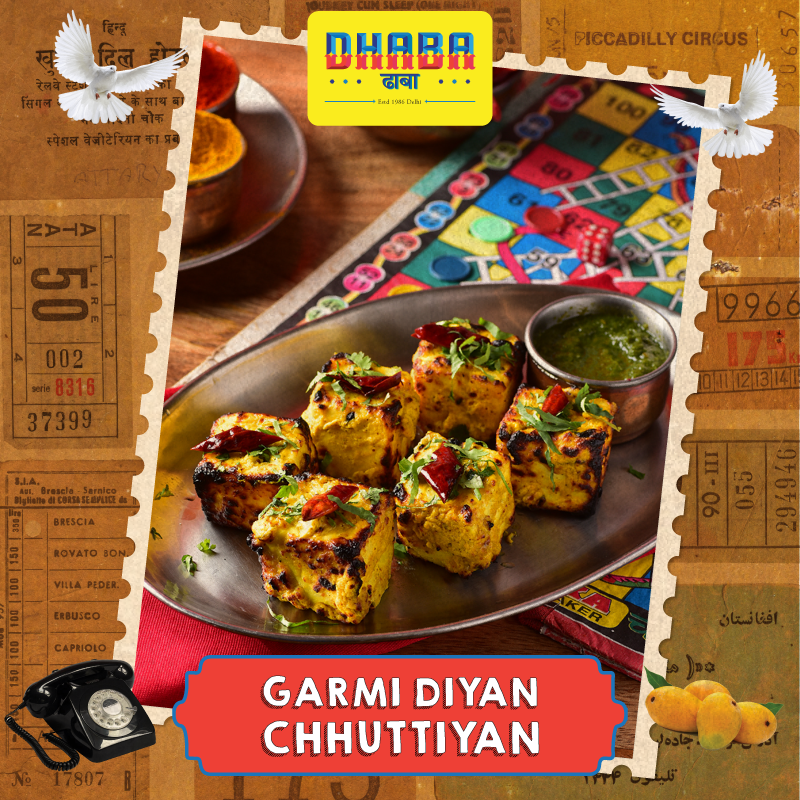 dhaba1986's tweet photo. Oye #Dhaba waalon! Dhaba laya summer da josh with “Garmi Diyan Chhuttiyan” menu! Seasonal dishes jaisa humaara PANEER TIKKA, to add to your gupshup, kahaniyan &amp; meethi memories. Log onto https://t.co/SKJoRjUgpY to make a booking at your nearest Dhaba! #Swadanusaar #GarmiDaJosh https://t.co/h0LCfAULKj