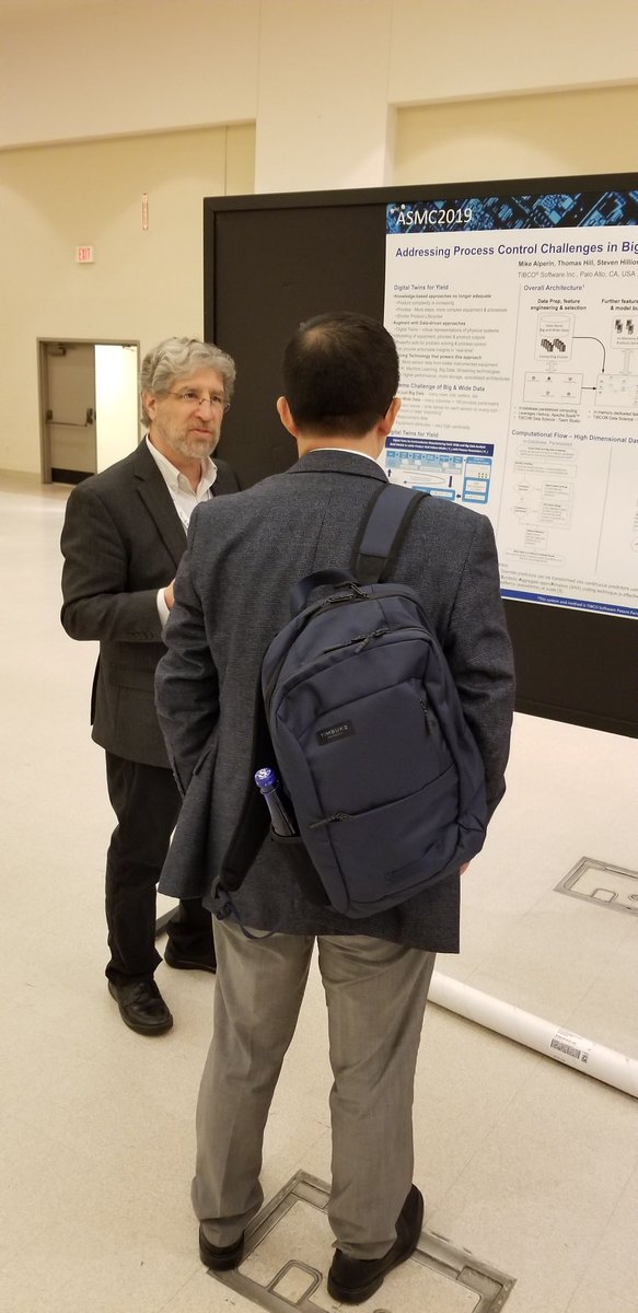 DrTomHill's tweet photo. Wrapping up at #ASMC2019; thanks for the great discussions and input from all who stopped by to discuss our wide-and-big-data analytics work at @TIBCO; here's TIBCO's manufacturing expert Mike Alperin discussing this work. Learn more at my new short blog https://t.co/ZYUc4cCl0F https://t.co/oL6AG4f2df