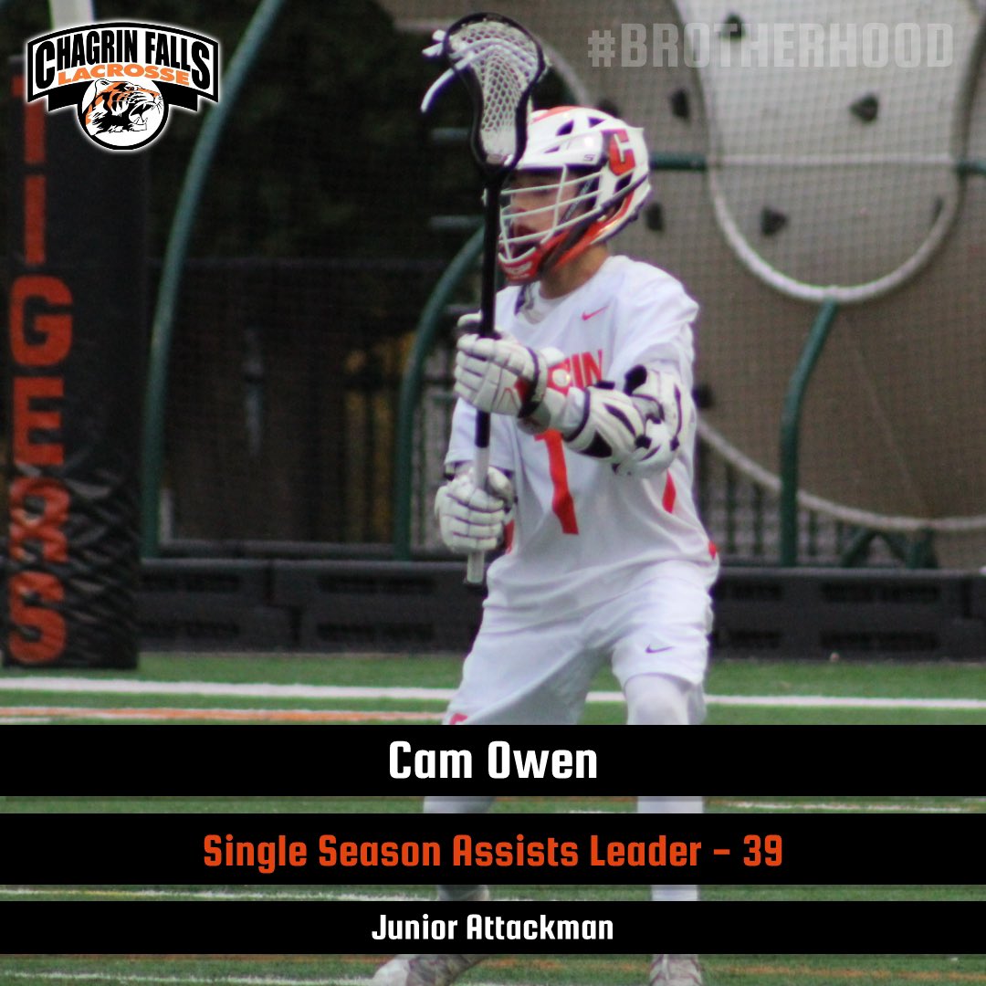 CFHSLacrosse's tweet photo. Junior Attackman Cam Owen is now the the single season assists record holder with 39. He recently passed Mark McGinley’s 2016 count of 34. #Brotherhood https://t.co/CUZAgYYlAK