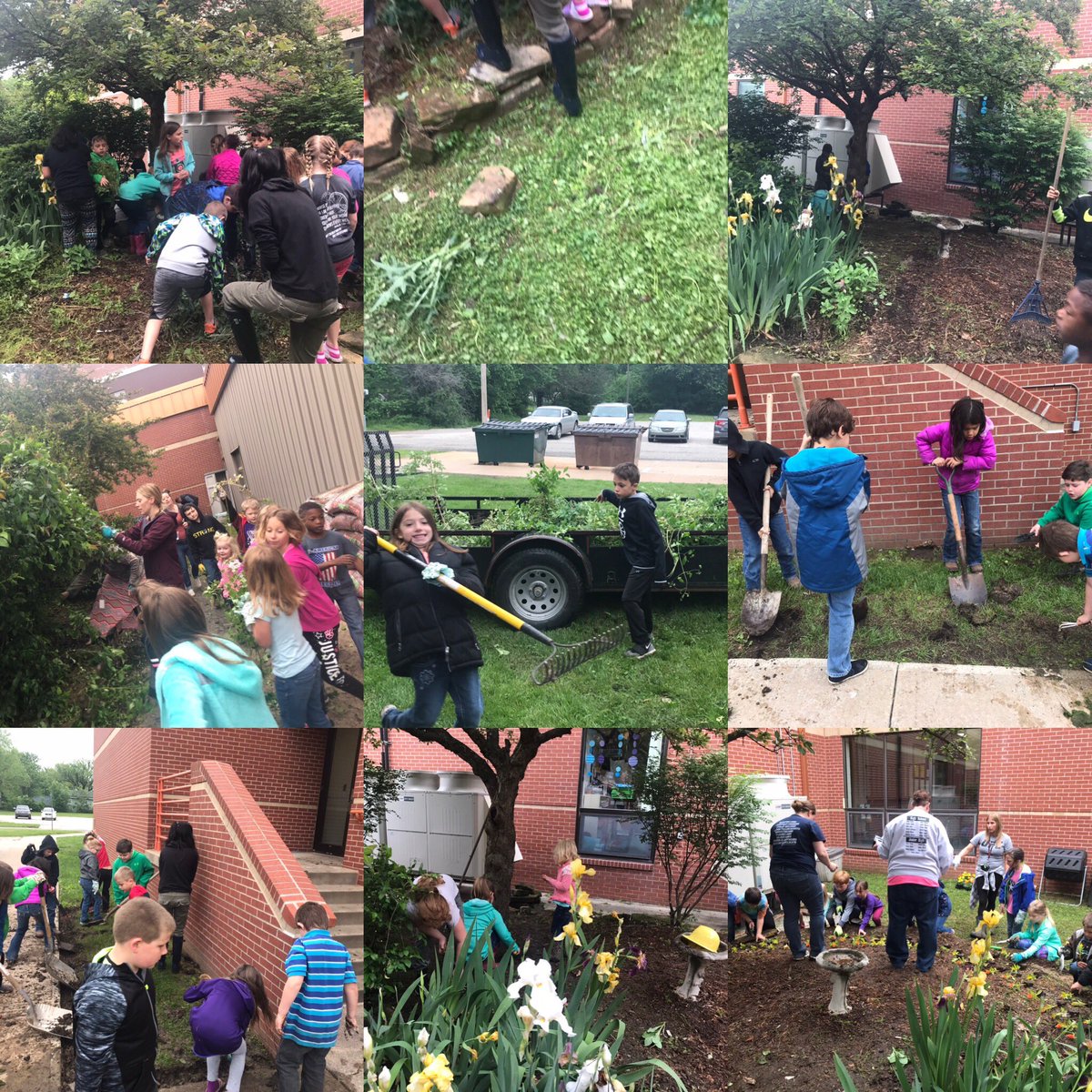 MrBoden484's tweet photo. Wow!! Second grade did an amazing job cleaning/clearing and planting our atrium. @MrsBaker2nd @MsPorrasTeaches and Mrs.Smith What a day! Thank you all the parents and Justin Wall for helping. It takes a village. #JacketNation #LESAchieve https://t.co/0iIoHlKfyr