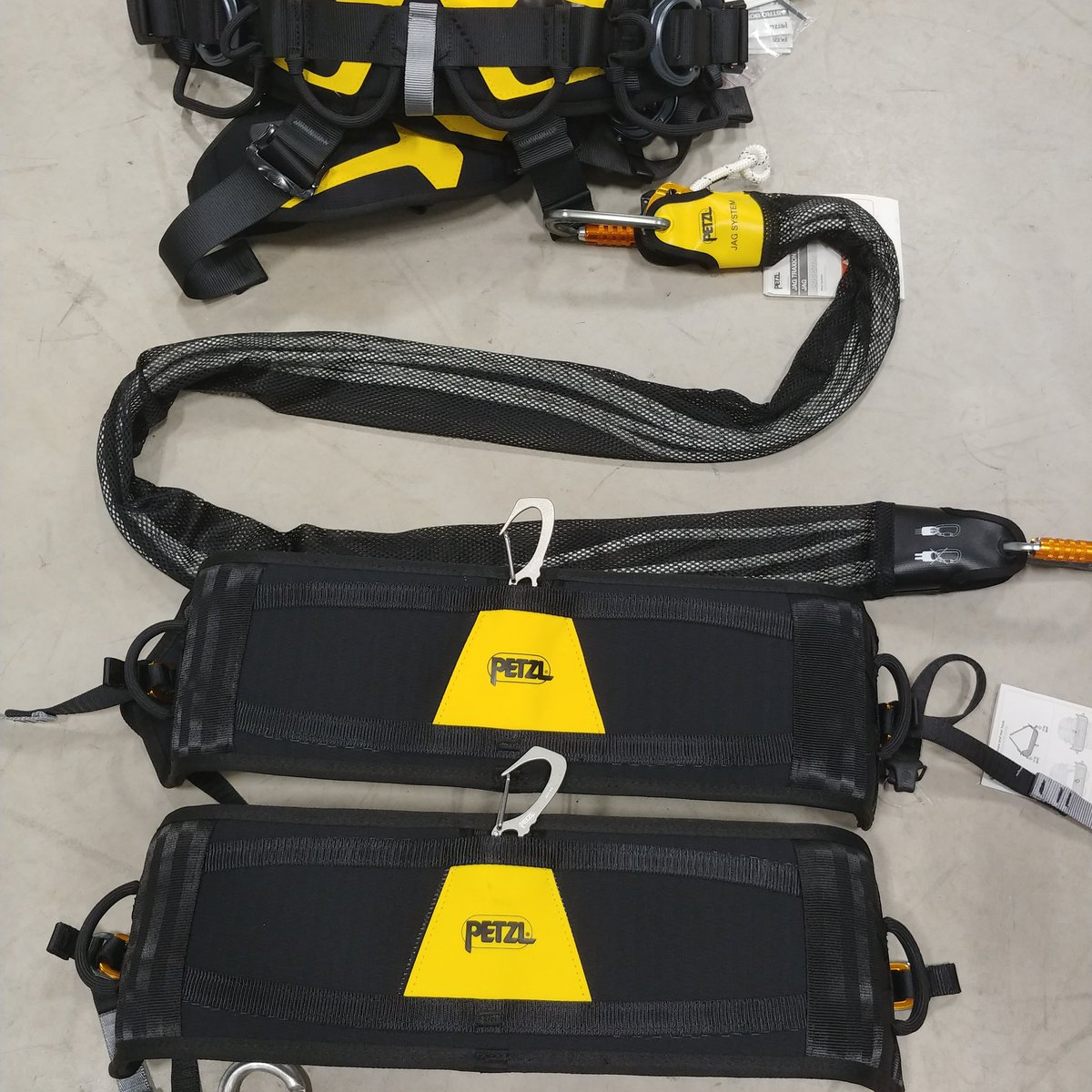 Got some great new gear from #petzlprofessional just in time for a full rope access class! The New Astro Harness is great! And now everyone has. Work seat! The jag system is an easy alternative in pick off rescues.