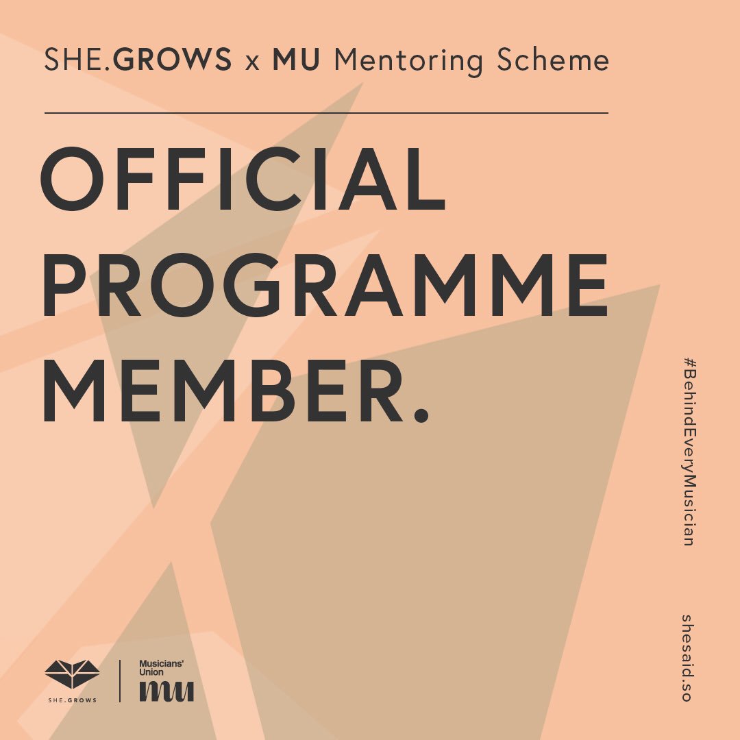 Excited to be part of #shegrowsXMU! A mentoring programme for women in music organised by <a href="/WeAreTheMU/">Musicians' Union</a> in partnership with <a href="/shesaid/">Ms.</a>.so. Find out more about the MU at theMU.org #BehindEveryMusician