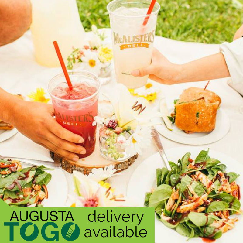 With rain in this weekend's forecast, today is the day for that picnic with Mom! Make it hassle-free with an Augusta To Go delivery from McAlister's Deli! Three area locations available for delivery - Augusta Mall, Grovetown and Evans! #localeatsdelivered #augustatogo