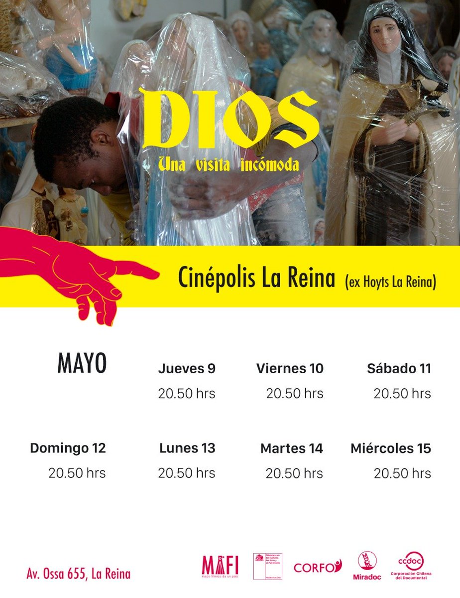 ¡SEGUIMOS EN CARTELERA! Aquí las fechas y horarios de #DIOS en el Cinépolis de La Reina.

¡Ayúdenos a correr la voz! #RESISTENCIA