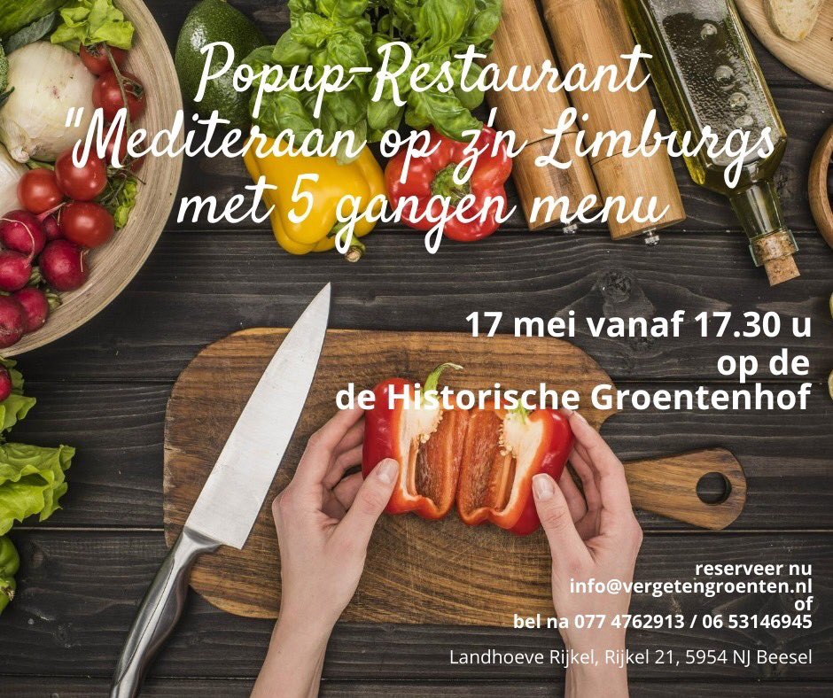 vergetengroente's tweet photo. Popup restaurant in de Historische Groentehof op vrijdag 17 mei vanaf 17.30 uur. Aanmelden: info@vergetengroenten.nl https://t.co/YZLKMGli7M