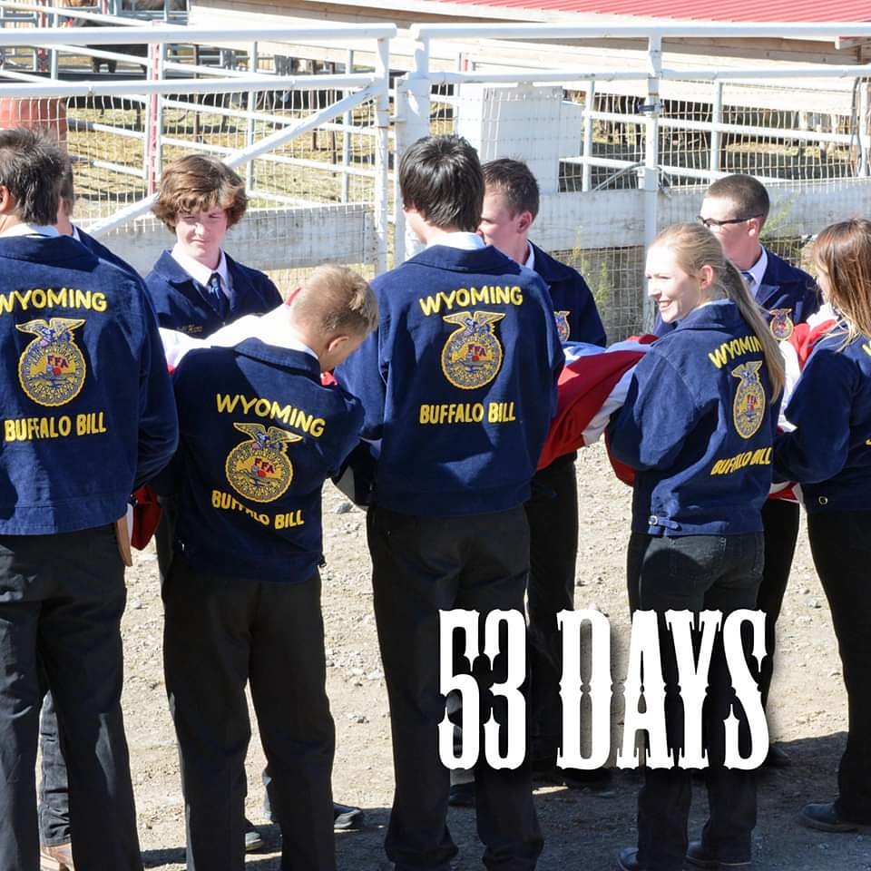 CodyStampede's tweet photo. In 53 days, we will be celebrating 100 years of rodeo in Cody. There are 53 chapters of the Future Farmers of America (FFA) in Wyoming. We are proud to include Cody's Buffalo Bill chapter in our festivities. #Codyisrodeo #100yearsofrodeo #celebrateag https://t.co/9khqWVDmdF