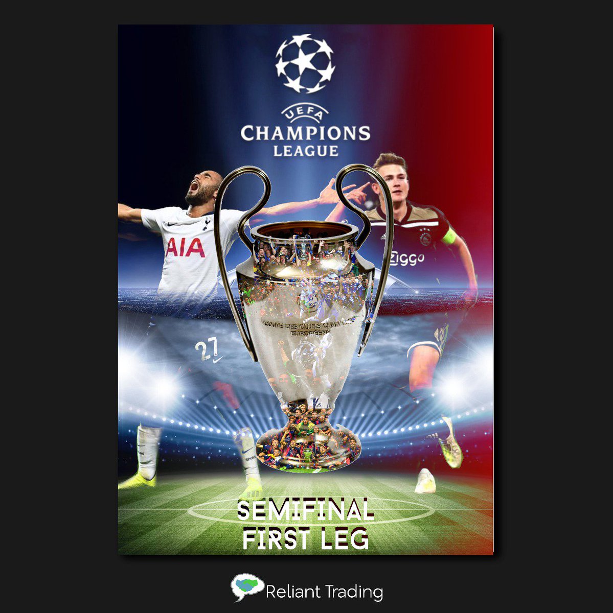 ReliantTrading's tweet image. #UEFA themed Poster designs.

Ajax leave the Tottenham stadium with a crucial away goal.

But the Spurs went marching on with 3 goals on the 2nd leg to take them to the final.

#design #designthinking #AjaxTottenham #comeback #UEFAChampionsLeague #UCLfinal #Spurs