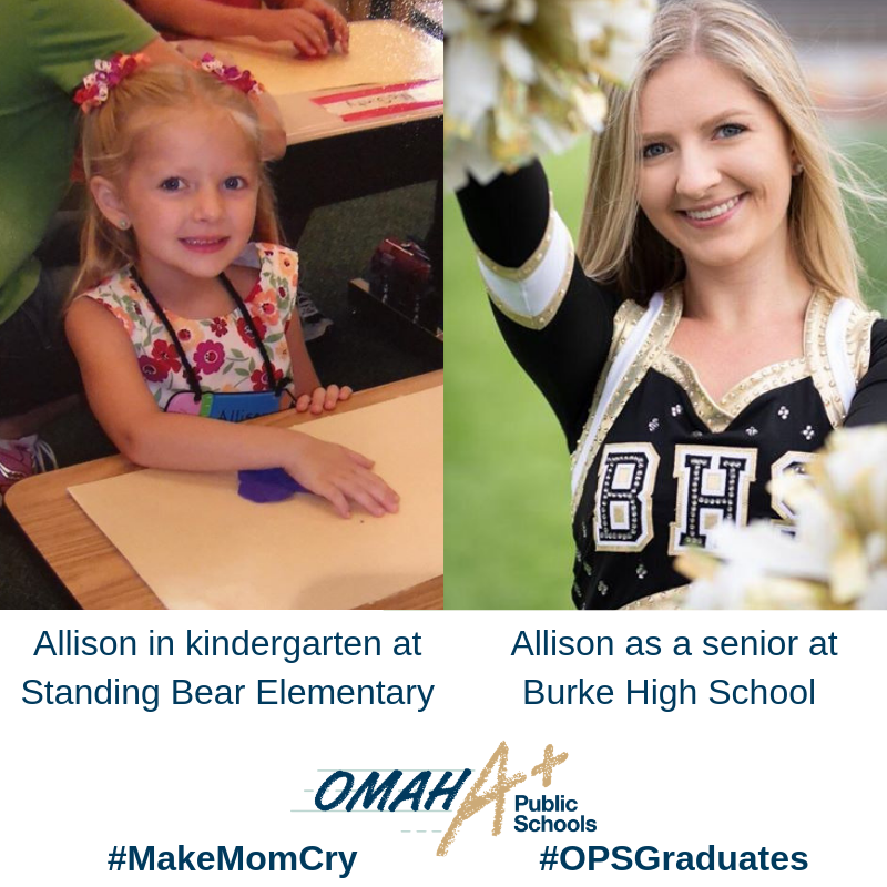 OmahaPubSchool's tweet photo. Flashback to kindergarten! Allison attended @OPS_StandBear for elementary school, @BuffettMagnet for middle school and is graduating from @OPS_Burke High in two weeks! Share your #MakeMomCry ๐ข posts with us! #OPSProud #OPSGraduates https://t.co/sh6LCjwBVb