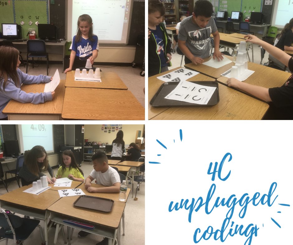 mrscook208's tweet photo. 4C coding their friendly “robot” to stack cups! @SchoolProspect @mrscook208 https://t.co/URnVMmfejP