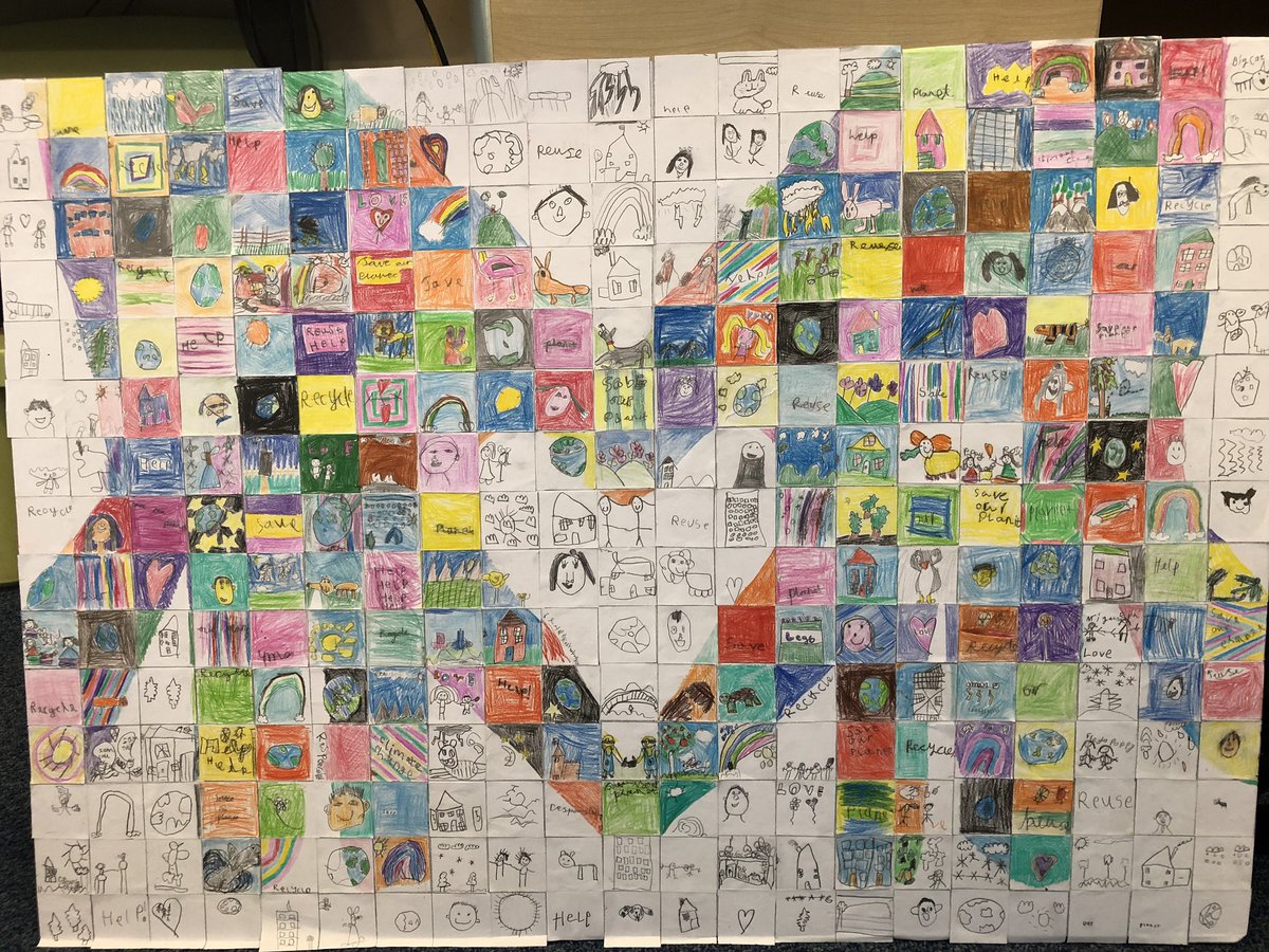 MissDavies85's tweet photo. Our class art based on people and places. It seemed like a good idea at the time...315 squares cut out and stuck on later Iβve changed my mind! #art #year1 #year1art #artwork #peopleandplaces #alwaysambitious https://t.co/dfiLH2PhHy