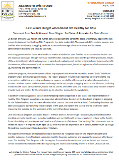 Advocates4OH's tweet photo. Last minute budget amendment reduces access and coverage for poor children and families and increases costs. Healthy Ohio Program pulls the rug out from under positive HHS investments in the bill and puts the health of Ohioans at risk.
#NotHealthy4Ohio #AnotherMedicaidWaiver https://t.co/E63hsFc0I6