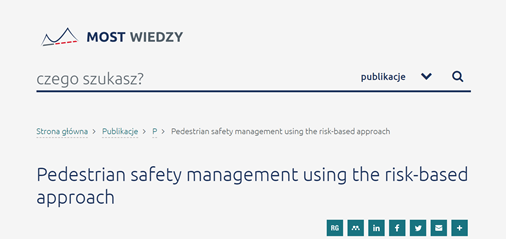 RT @BibliotekaPG: #MOSTWiedzy Pedestrian safety management using the risk-based approach bit.ly/2VqgDub @PolitechnikaGda #institutionalrepository #OA #ORD #pedestrians  #pedestrianbehavior #driverpedestrian  #trafficsafety #pedestrians #riskman…