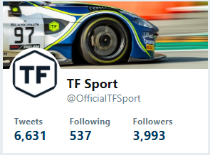 OfficialTFSport's tweet photo. Look at that satisfying palindromic follower count.
Itยดd be a shame if anyone ruined it by reaching 4K before the next race ๐คญ๐ค
#TFSport #AMRTeam https://t.co/oOZqkWDFX0