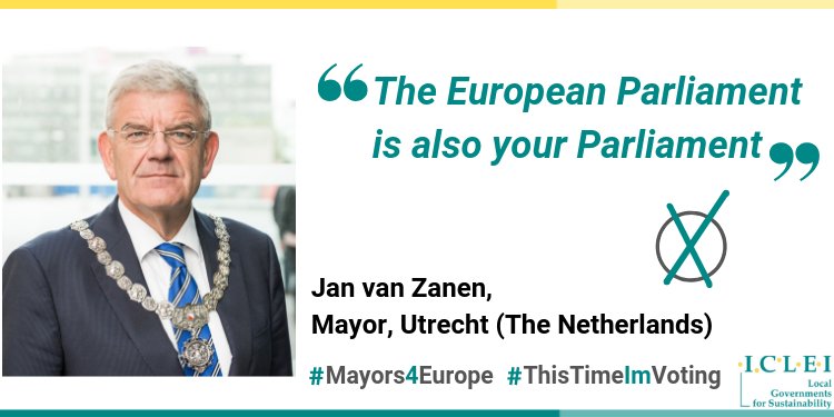 So many are joining <a href="/ICLEI_Europe/">ICLEI Europe</a>'s #EUelections2019 campaign that we can't post just one note per day!
Here, Mayor Jan van Zanen reminds us that the European Parliament is our parliament. Vote on 23-26 May 🗳️ and stay tuned for more messages
#Mayors4Europe #ThisTimeImVoting
