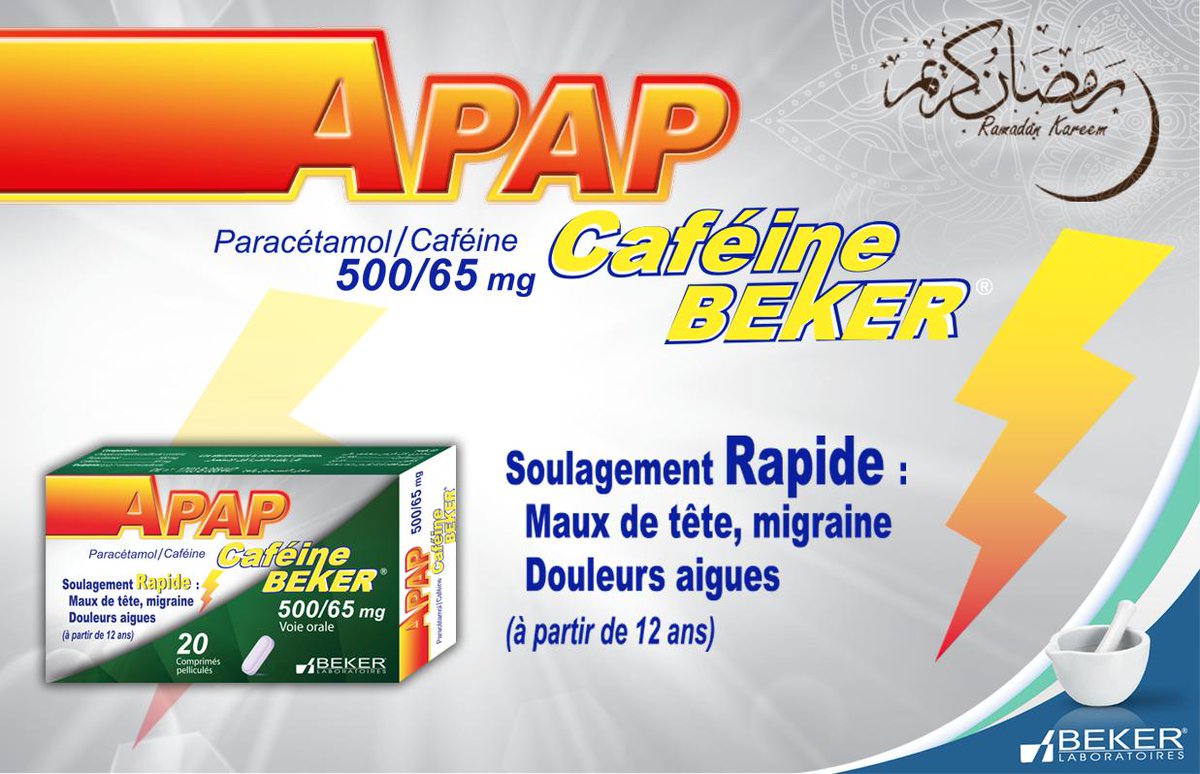 labobeker's tweet photo. Durant le jeun nous souffrons souvent de maux de tête causés par la privation diurne de
certaines substances d’addiction ou bien le manque d’eau.

La prise d’#APAP caféine après la rupture du jeun permet d’y remédier très rapidement grâce au #paracétamol accéléré par la #caféine. https://t.co/M5aK0vFnVS