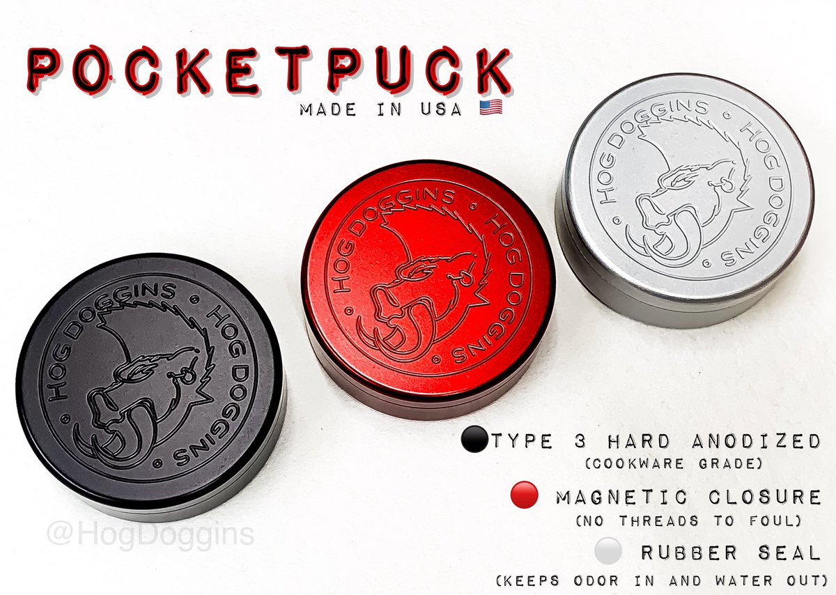 HogDoggins's tweet photo. The PocketPuck. The perfect pocket sized stash container. Made from Type III hard anodized 6061 aluminum. Available in the WebStore #pocketpuck https://t.co/YROPLoYXys https://t.co/7CRaGdYPmC