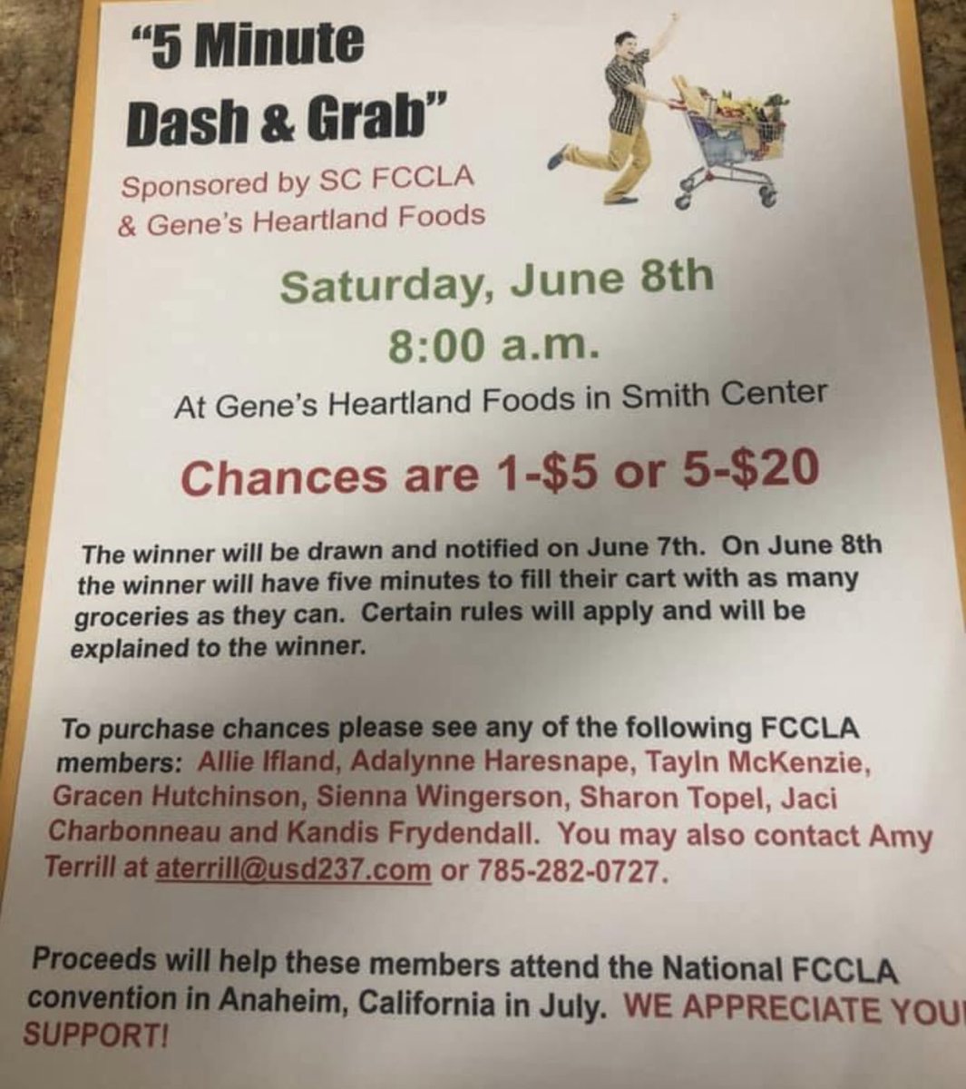 Smith Center FCCLA is very busy with fundraising again! We’ve got 4 fundraisers currently going on, we’ve completed one, and we’re doing loads of community service around our area as well! With plenty more planned, FCCLA isn’t done yet! 
<a href="/KansasFCCLA/">Kansas FCCLA</a> <a href="/sc_bigredwon/">Smith Center Jr/Sr High School</a>