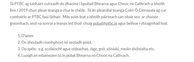 Pleanáil Teanga Bhearna/Chnoc na Cathrach tweet media