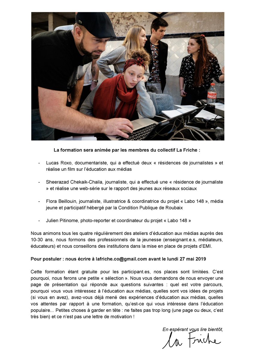 friche_la's tweet photo. 🔥 La Friche lance son "école libre de l'éducation aux médias" 🔥
Une série de formations gratuites et d'échanges avec des outils d'éducation populaire. La 1ère a lieu fin juin, à Roubaix, et les inscriptions sont ouvertes jusqu'au 27 mai.
Plus d'infos ci-dessous. RT appréciés 😉 https://t.co/dKs8FifOKD