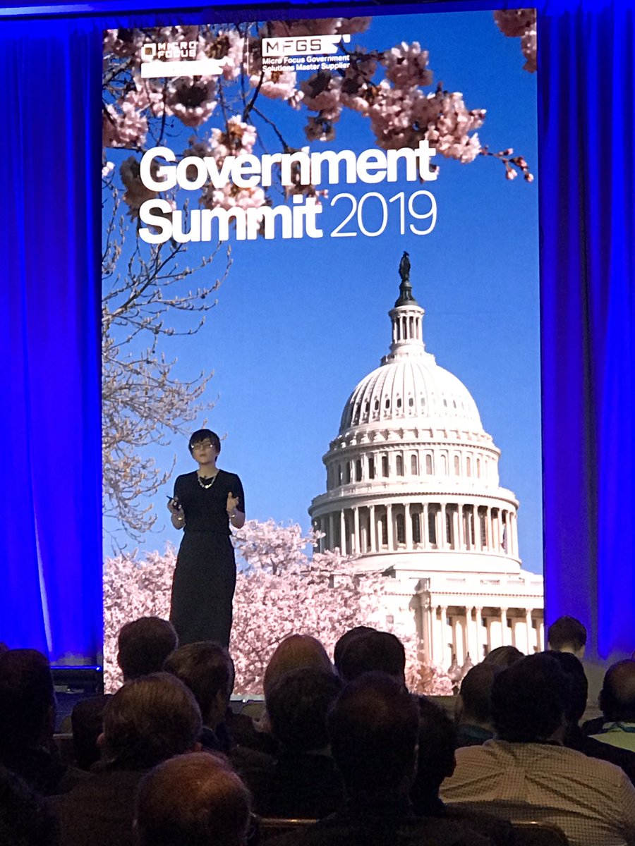 GovSteveW's tweet photo. Dr. Genefa Murphy speaking to our Government customers about digital transformation with Micro Focus solutions! @MicroFocusGov @GenefaMurphy @MicroFocus #govfocus19 https://t.co/EKAMHZ1dpL