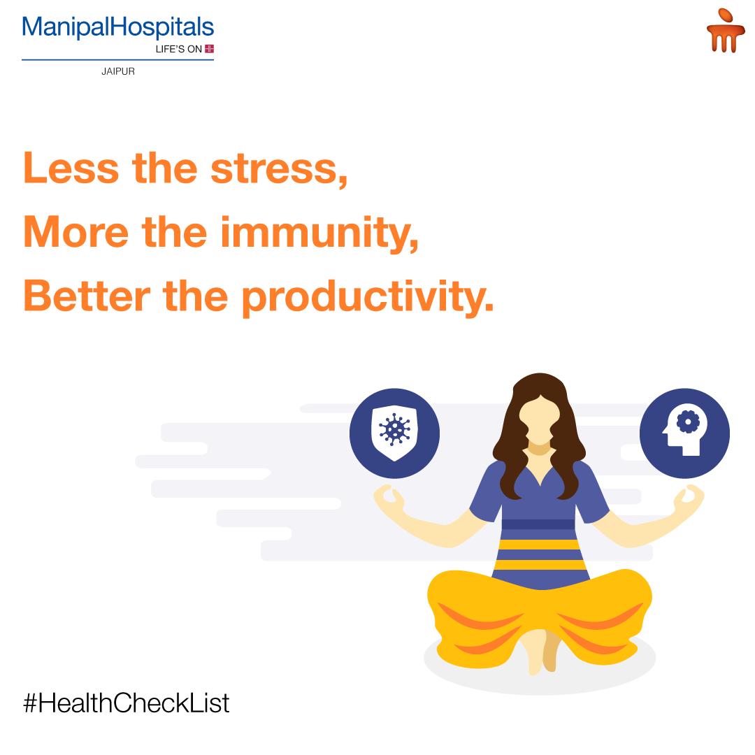 ManipalHealth's tweet image. For a healthy life, it is important to have a positive attitude towards it and maintain an organised lifestyle. Get in touch with the best consultants at Manipal Hospitals, Jaipur.

#HealthCheckList #LifesOn #YourManipal