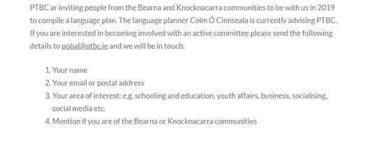Pleanáil Teanga Bhearna/Chnoc na Cathrach tweet media