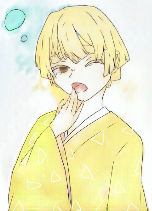 フィーさんがTwitterに投稿した我妻善逸(鬼滅の刃)のイラスト。