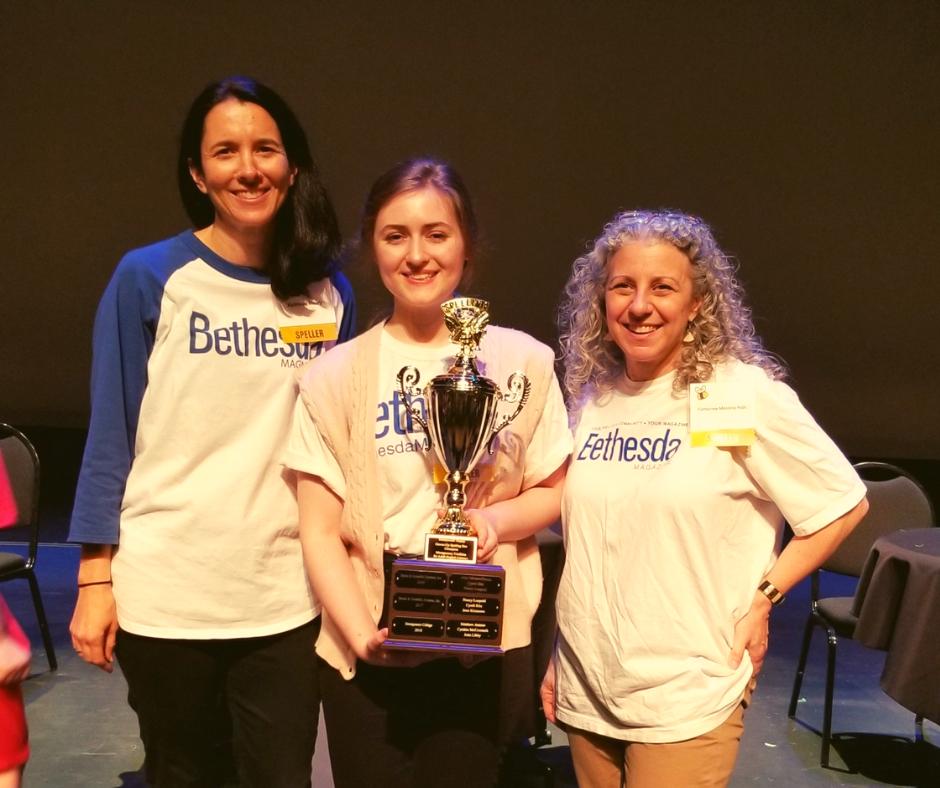Bethesda_Mag's tweet photo. VICTORIOUS! Congratulations to the @Bethesda_Mag team for bringing home the championship trophy in @mcael's grown-up spelling bee for adult english literacy.
The winning word was "mammonism," which means "the greedy pursuit of riches."
#MCAELBEE #AdultEd https://t.co/3I8KrR8K83