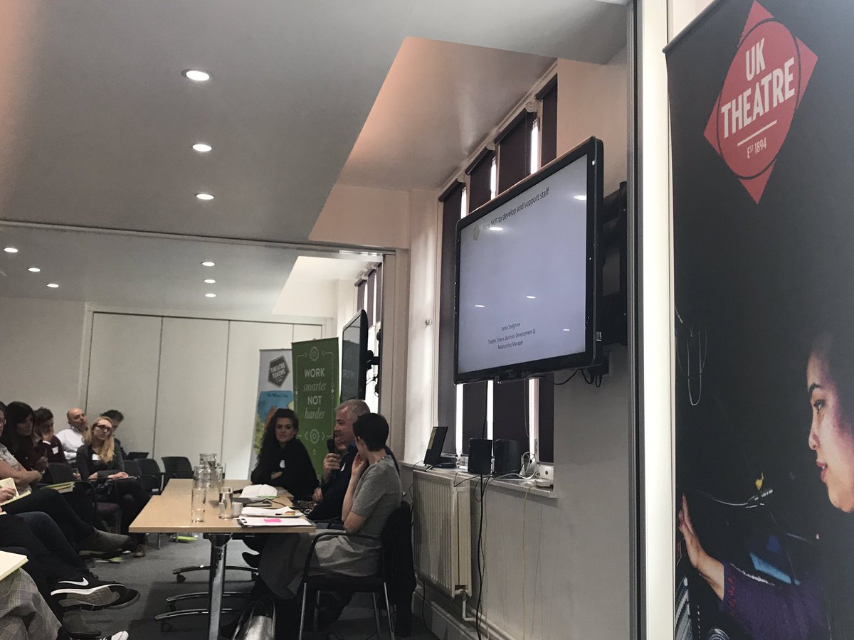 TicketTattle's tweet photo. So @jamiesnelgrove takes a different approach and talks about how “not” to support and train staff. This is going to be fun. #BoxOffice19 @uk_theatre https://t.co/dhaMhXoLG5