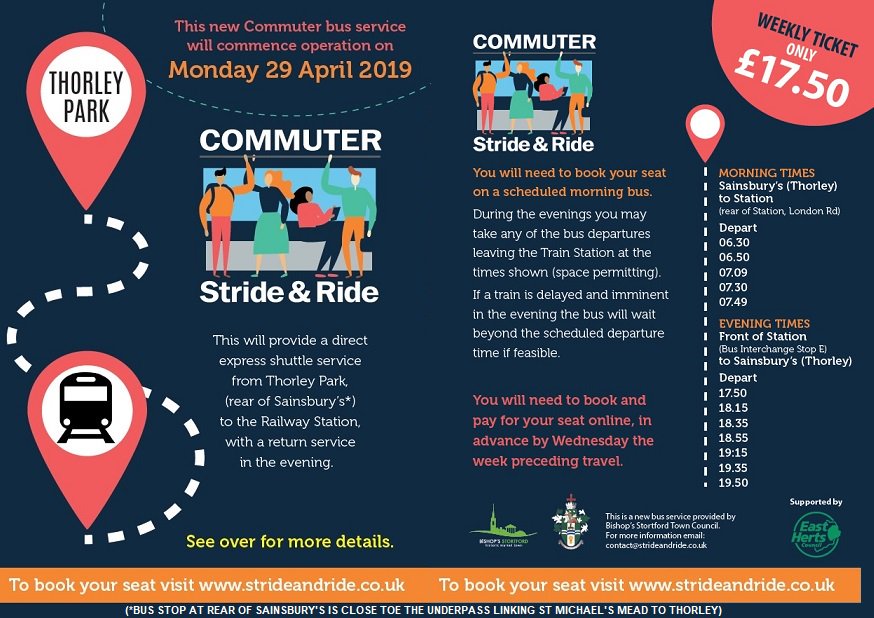 StortfordTC's tweet photo. FROM 13/5/19 A £5 DAY TICKET WILL BE AVAILABLE TO BUY ON BOARD THE BUS Lets help reduce pollution, ditch the car & #COMMUTERSTRIDEANDRIDE #cleainairday Weekly tickets are still available to buy online £17.50 visit https://t.co/XmV6bH9jMw https://t.co/OnTash4Xj7