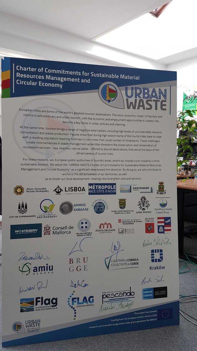 ACRplus's tweet photo. The @UrbanWasteEU and #MEDblueislands Charter of Commitments arrived home at @ACRplus safely for a well deserved sleep after receiving 8 new signatories at #UWfinconf ! Expect more from it as it gathers the fore-running cities and regions in transition towards #circulareconomy https://t.co/5bj84EOHBD
