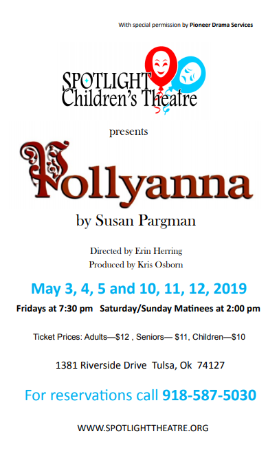 TulsaSpotlight's tweet photo. Pollyanna final 3 performances this weekend!! 😄💫👏 - https://t.co/4XgFby1bGv https://t.co/Eg8V9p5dqh