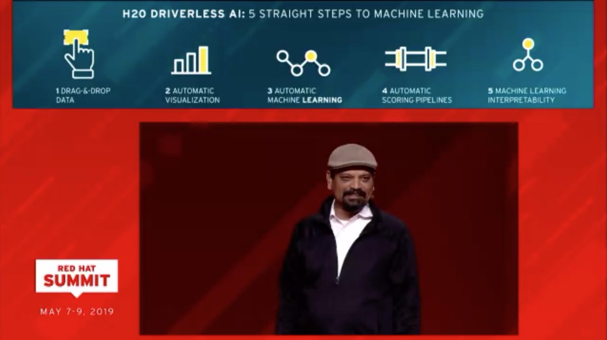 h2oai's tweet photo. @srisatish hits the stage at #RHSummit! Watch it live here: https://t.co/MCYnyWGu0f #h2odriverlessai #automaticmachinelearning #democratizeai https://t.co/CxQNiEkfKM