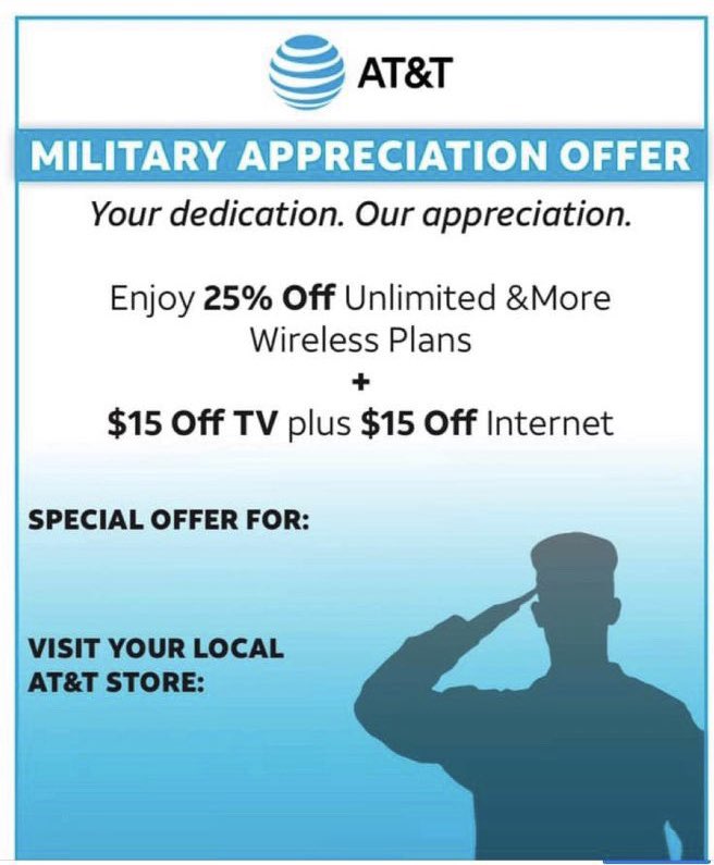 Team_Cortland's tweet photo. Say what ?! Calling all MILITARY. We thank you for your service ❤️ let your local AT&amp;T store in Cortland save you money ! https://t.co/o0KQTFN9ri