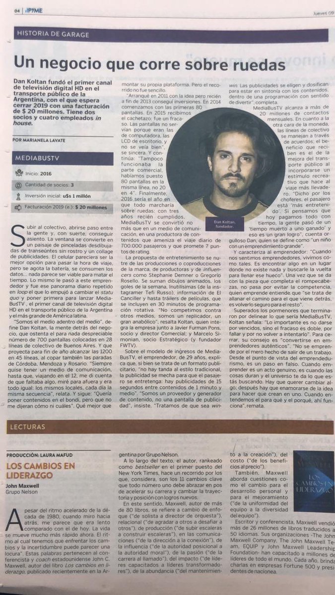 Calculistik's tweet photo. Nota en @Cronistacom sobre @mediabustv uno de nuestros proyectos que desarrollamos desde 2015 #startup #mediabustv #mediabus https://t.co/yprb21fILI