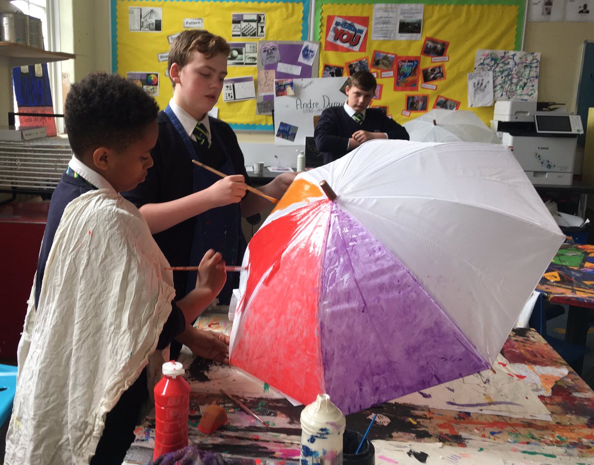 TBAPArt's tweet photo. Great collaboration from learners ... using umbrellas as canvases 🌂 https://t.co/MnTjM5xsUR