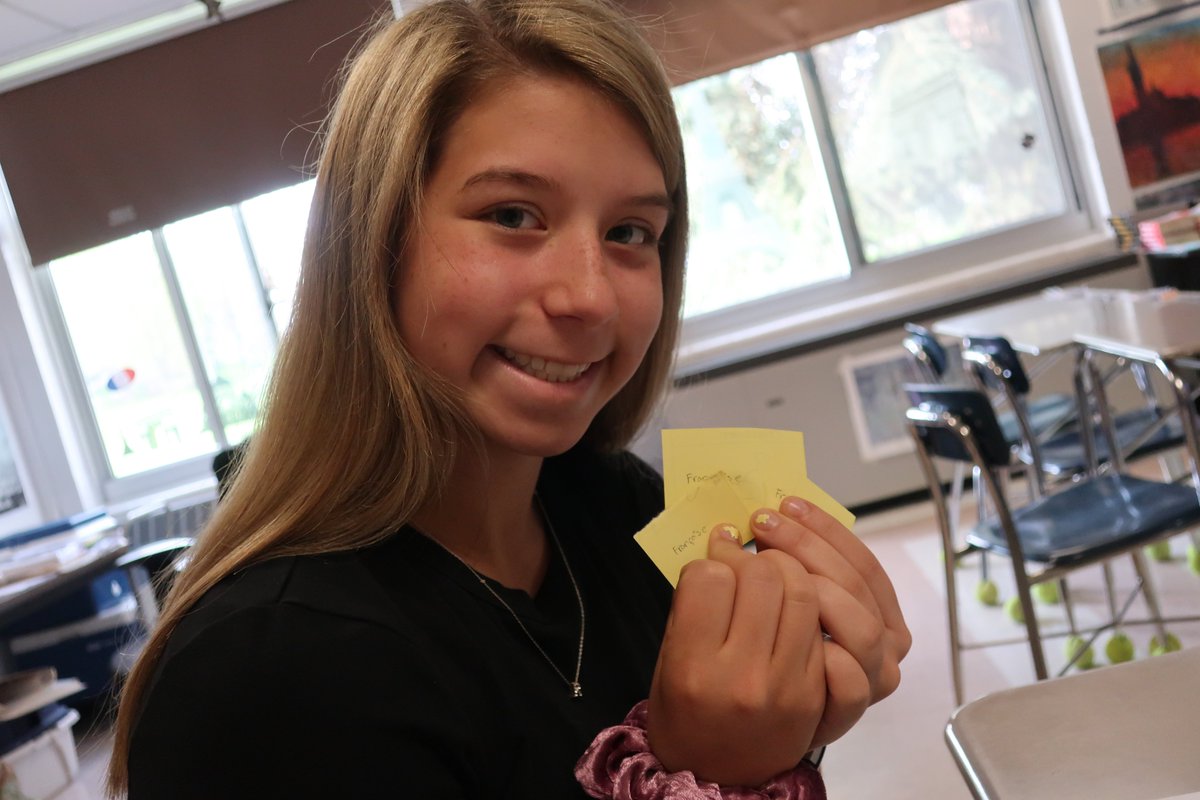 HCSPennHen's tweet photo. I never thought I would say that my students were making beautiful sentences with "dont" - but it's true. Of course- with help from an idea from @spsmith45 . I gave them the choices and they made the sentences. My students took these crazy pictures. #Frenchrules https://t.co/DkaAtIKBib