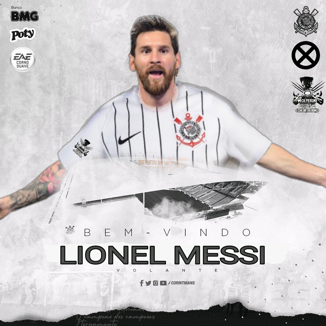 Wolverine Cult Corinthiano ⊗ on X: BOMBA Corinthians anuncia a contratação  do craque Lionel Messi, jogador que se ofereceu ao clube, mas Carille disse  que só o aceitaria se ele jogasse de